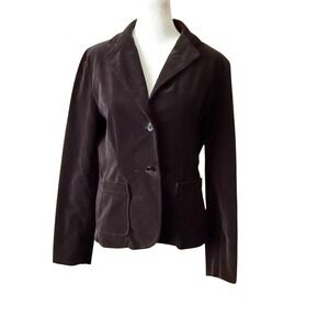 Gap Velvet Blazer Size 6 Black Tailored Jacket Purple Satin Lining Capsule